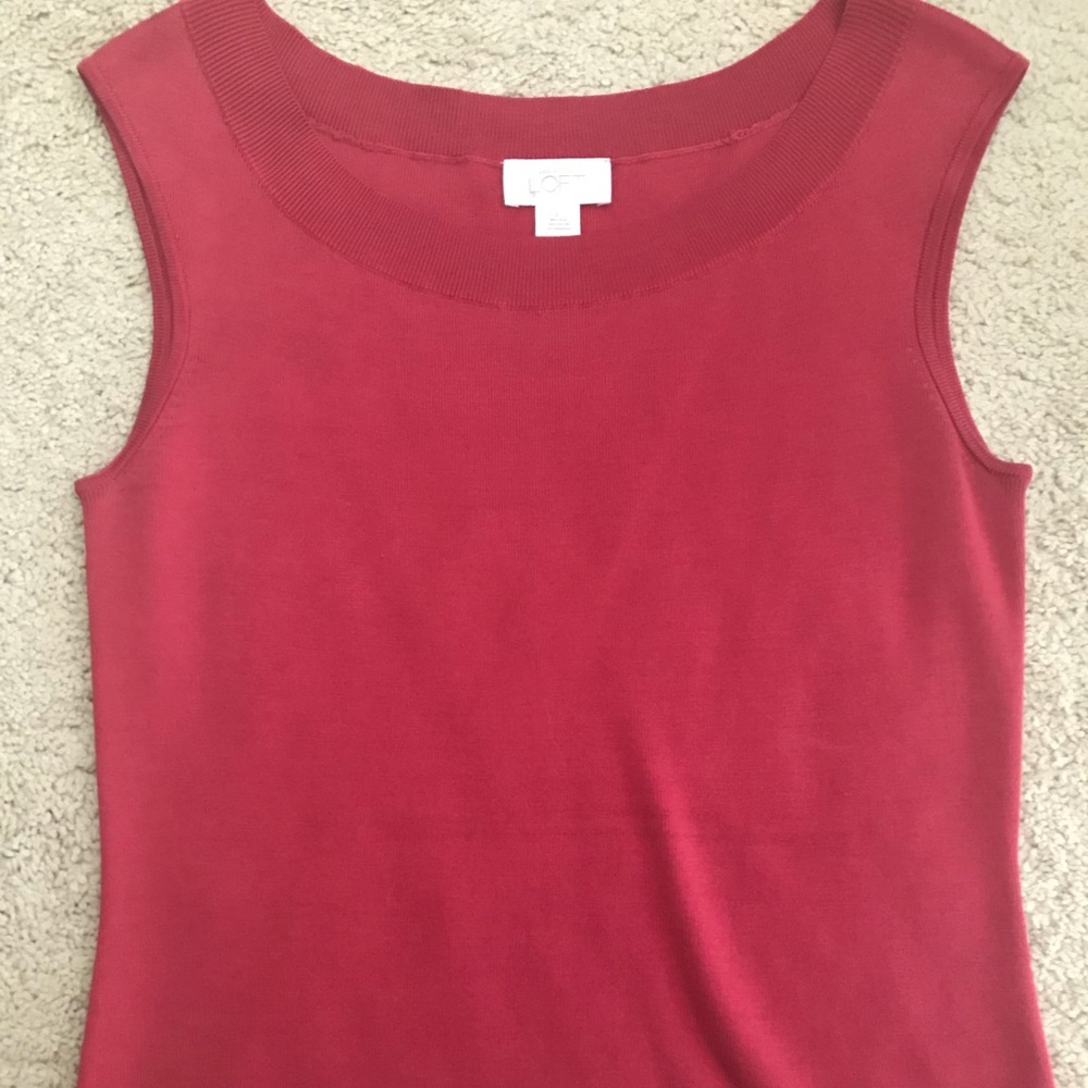 Ann Taylor Loft Silk Fuchsia Top L